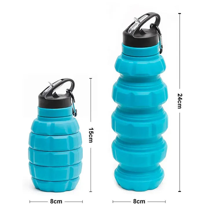 Foldable Water Bottle Food Grade Silicone Cycling Hiking Kettle With Hook - Bellarte Enchanté Foldable Water Bottle Food Grade Silicone Cycling Hiking Kettle With Hook